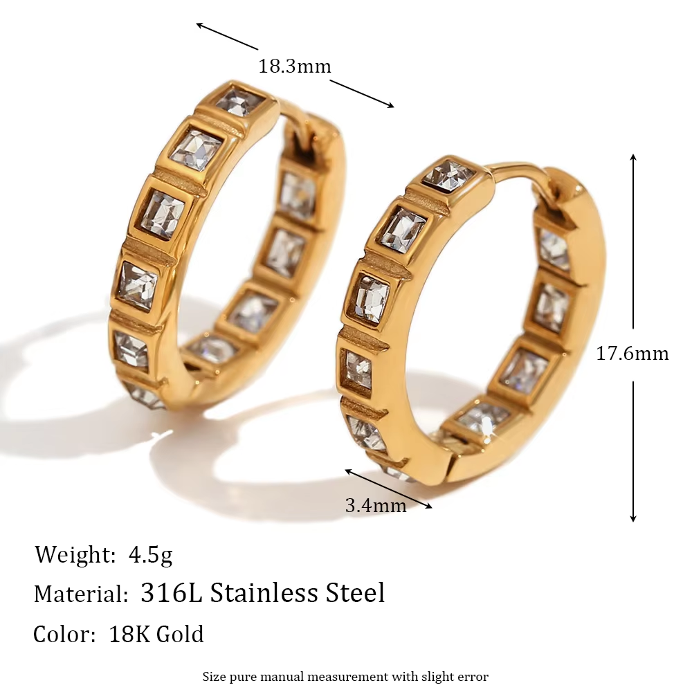 Golden Radiance Square Hoops