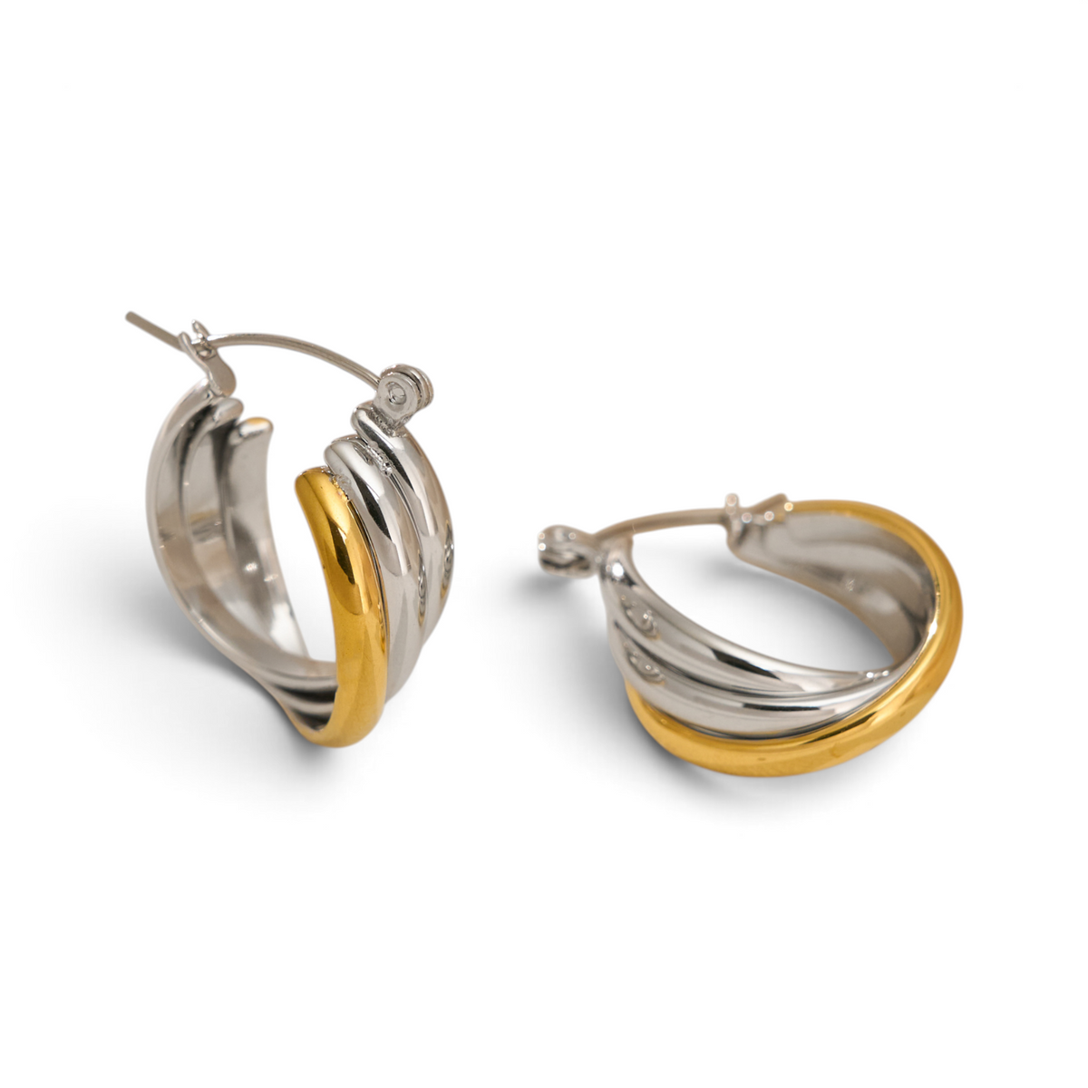 Dual-Tone Twist Hoops