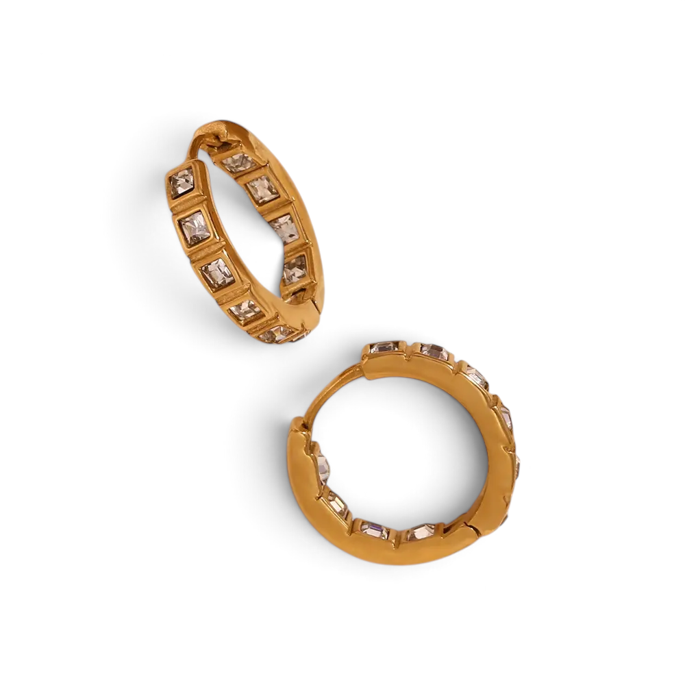 Square Crystal Hoops