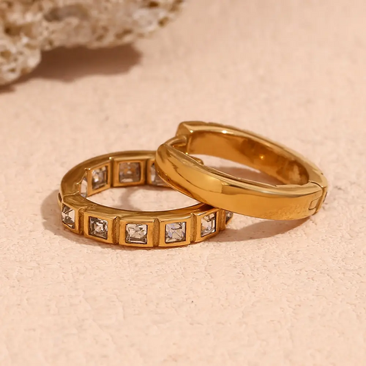 Golden Radiance Square Hoops