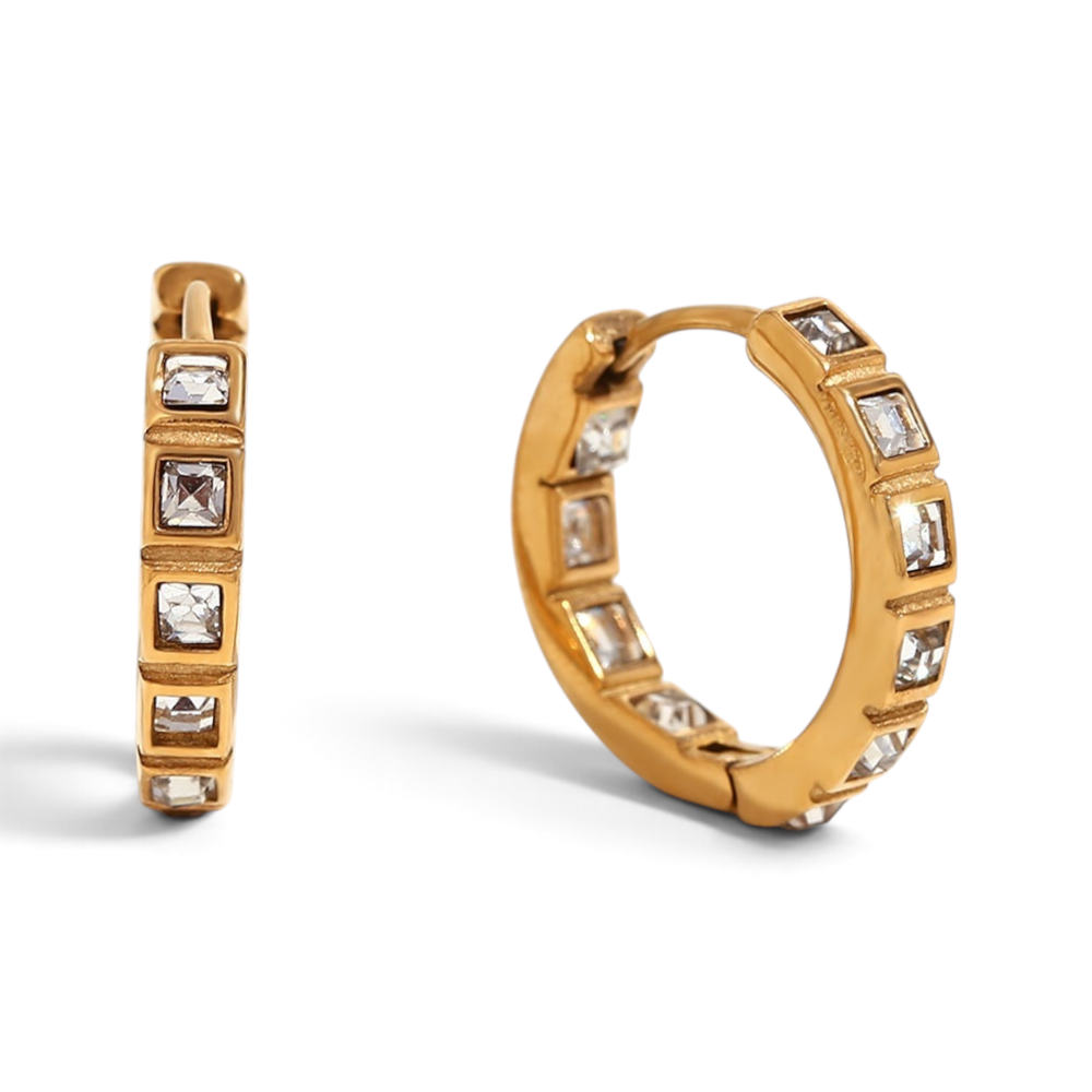 Square Crystal Hoops
